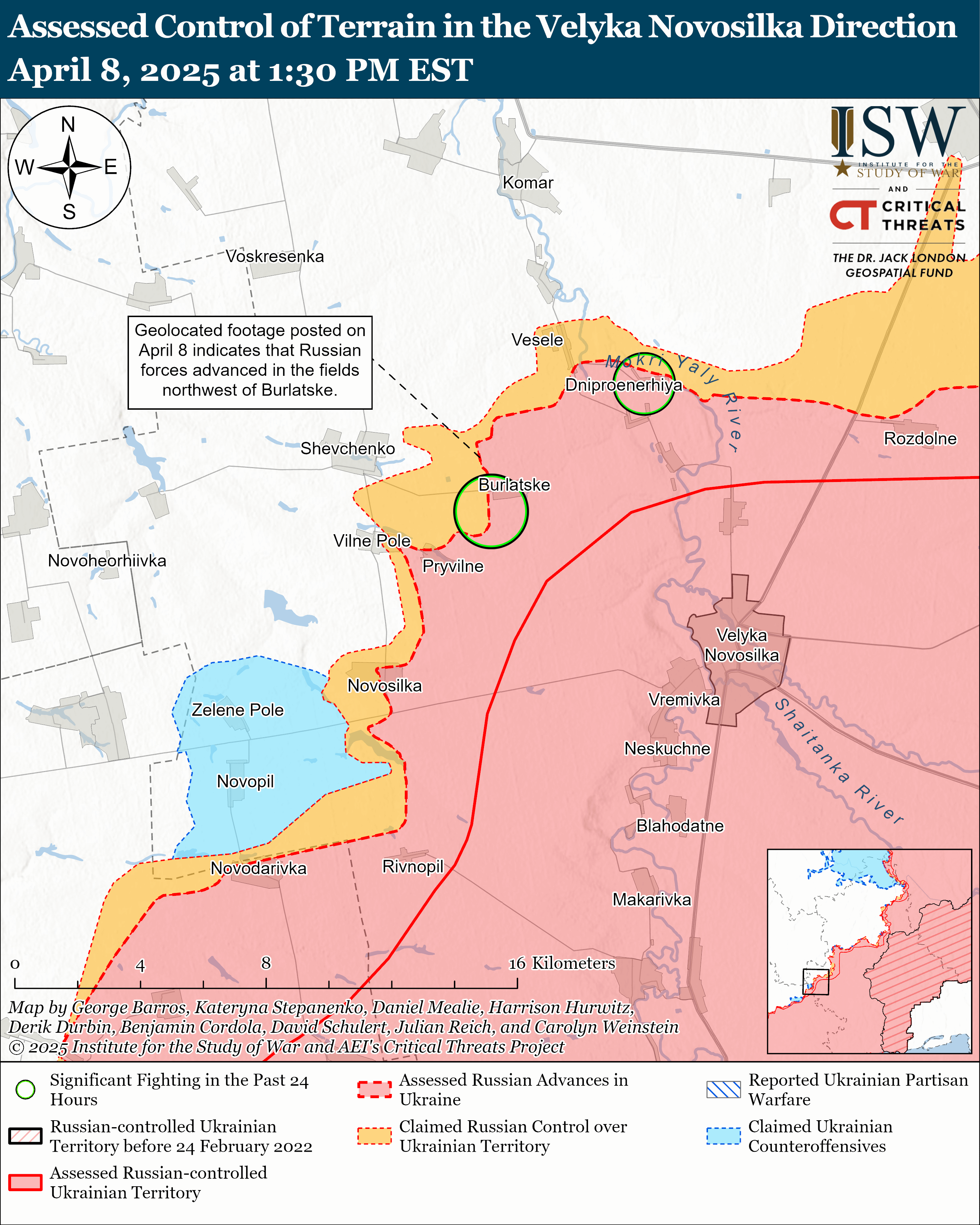 Россияне немного продвинулись на территории РФ и на Донбассе: карты ISW